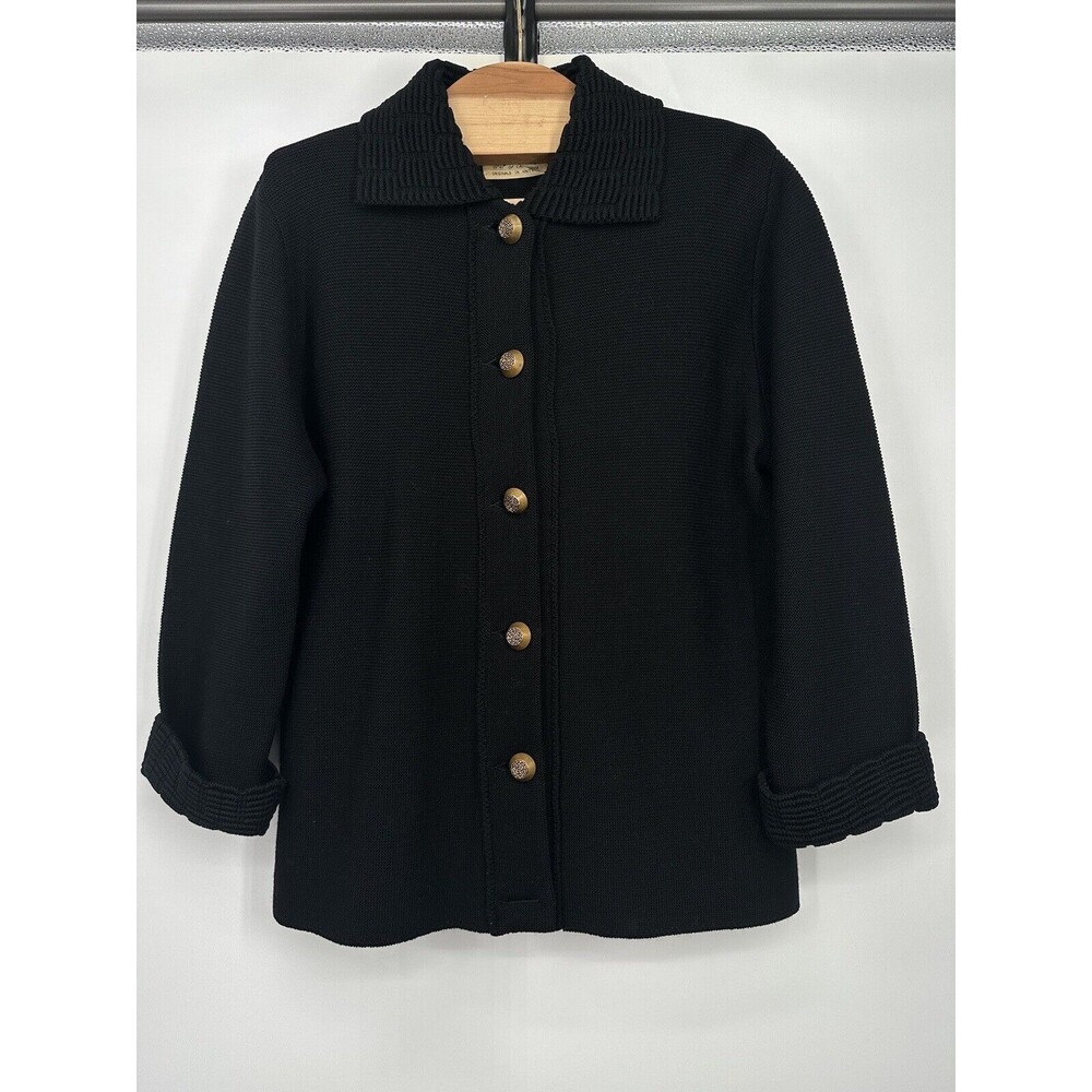 Vintage Hedy Knits  Wool Sweater Cardigan ‎ Black  One Size, M Fits Like